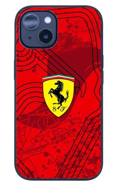 iPhone 14 Plus Tamperli Glossy Cam Kapak - Ferrari 5