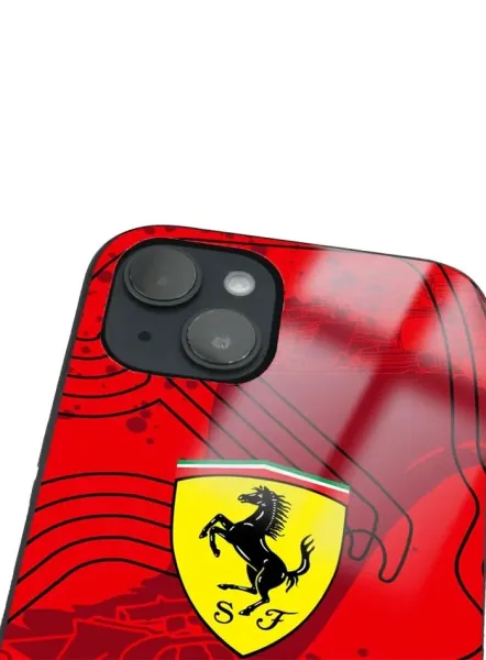 iPhone 14 Plus Tamperli Glossy Cam Kapak - Ferrari 5