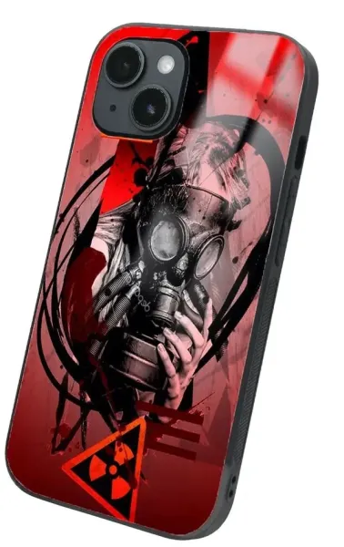 iPhone 14 Plus Tamperli Glossy Cam Kapak - Gas Mask