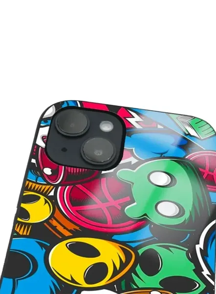 iPhone 14 Plus Tamperli Glossy Cam Kapak - Grafiti 1