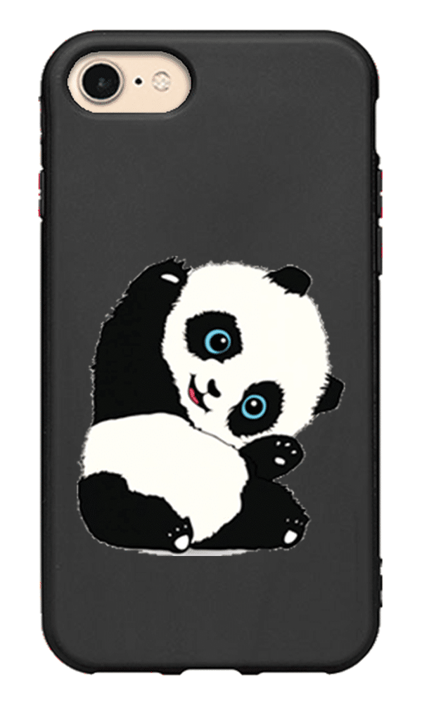 iPhone 8 Lansman Kılıf - Pandas Siyah