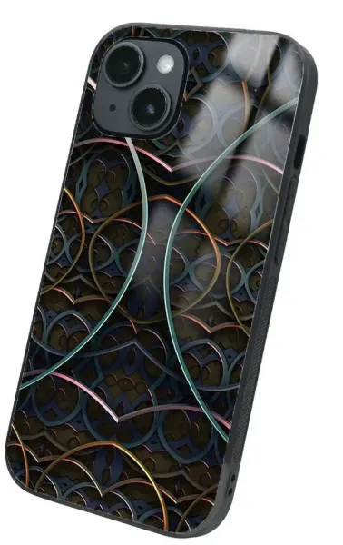 iPhone 14 Plus Tamperli Glossy Cam Kapak - Line Art