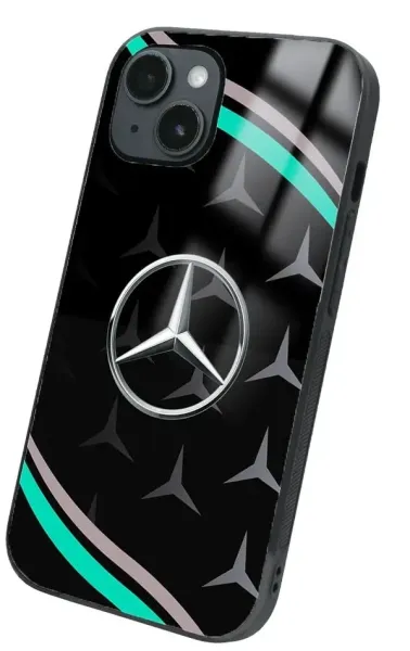 iPhone 14 Plus Tamperli Glossy Cam Kapak - Mercedes 1