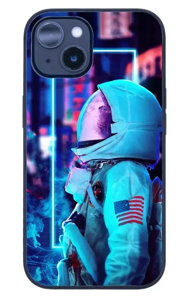 iPhone 14 Plus Tamperli Glossy Cam Kapak - Neon Astro