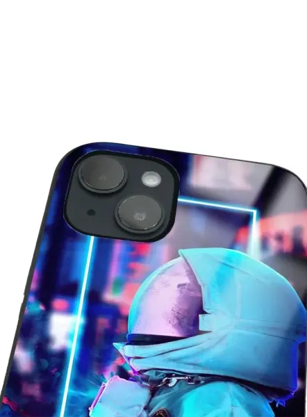 iPhone 14 Plus Tamperli Glossy Cam Kapak - Neon Astro