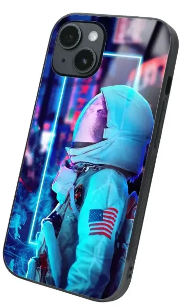 iPhone 14 Plus Tamperli Glossy Cam Kapak - Neon Astro