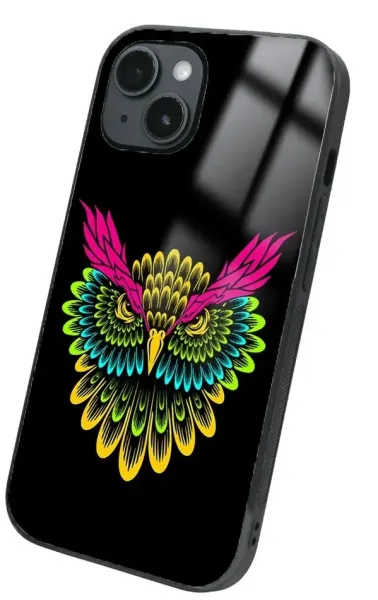 iPhone 14 Plus Tamperli Glossy Cam Kapak - Owl 2