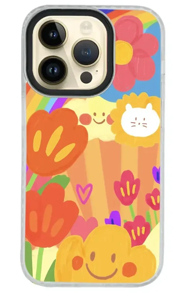 iPhone 14 Pro Impact Case - Flower Beyaz