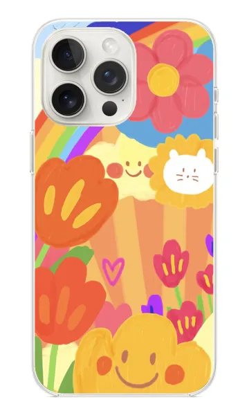 Çiçek Desenli Şeffaf Kılıf - Flowers Rainbow