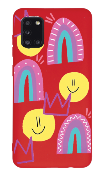 Samsung Galaxy A31 Lansman Kılıf - Smile Kırmızı