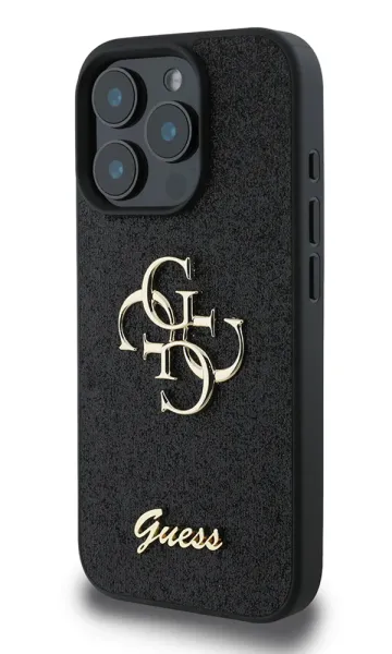 iPhone 16 Pro Max Kılıf Guess Orjinal Lisanslı 4G Büyük Metal Logolu Glitter Kapak