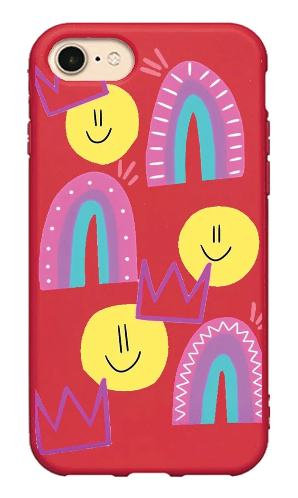 iPhone 8 Lansman Kılıf - Smile Kırmızı