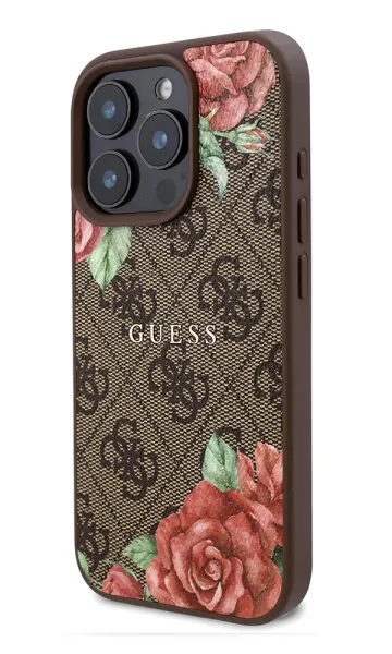 iPhone 16 Pro Max Kılıf Guess Orjinal Lisanslı Magsafe Şarj Özellikli Gül Baskılı 4G Desenli Yazı Logolu Kapak