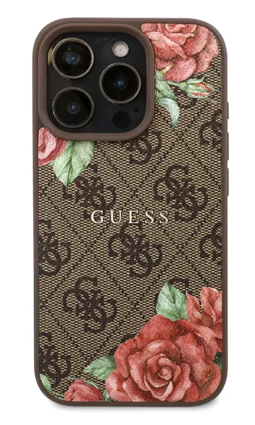 iPhone 16 Pro Max Kılıf Guess Orjinal Lisanslı Magsafe Şarj Özellikli Gül Baskılı 4G Desenli Yazı Logolu Kapak