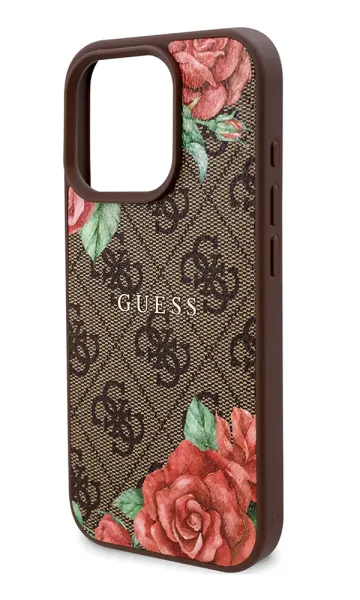 iPhone 16 Pro Max Kılıf Guess Orjinal Lisanslı Magsafe Şarj Özellikli Gül Baskılı 4G Desenli Yazı Logolu Kapak