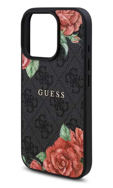 iPhone 16 Pro Max Kılıf Guess Orjinal Lisanslı Magsafe Şarj Özellikli Gül Baskılı 4G Desenli Yazı Logolu Kapak