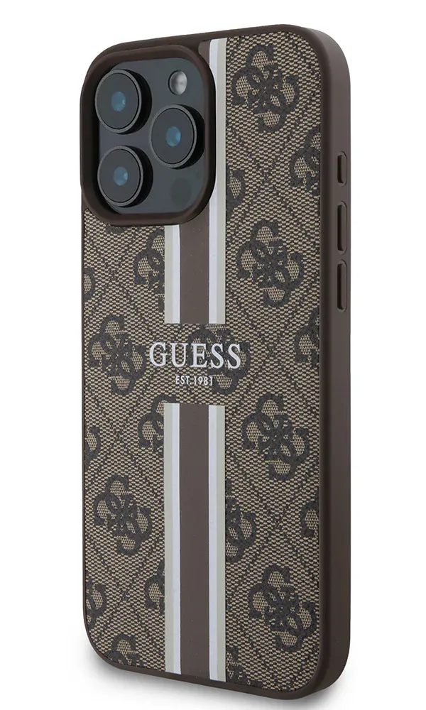 iPhone 16 Pro Max Kılıf Guess Orjinal Lisanslı Magsafe Şarj Özellikli 4G Şerit Tasarımlı Printed Kapak