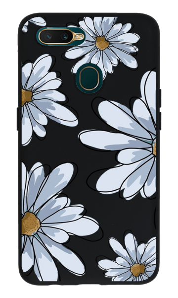 Oppo A5s Lansman Kılıf - Papatya Siyah