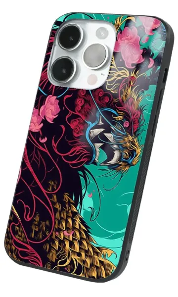 iPhone 14 Pro Tamperli Glossy Cam Kapak - Dragon