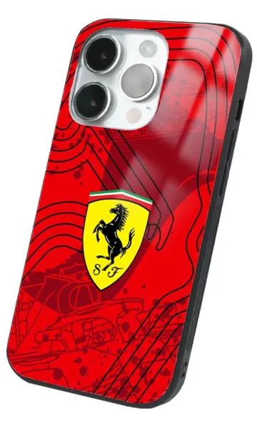 iPhone 14 Pro Tamperli Glossy Cam Kapak - Ferrari 5