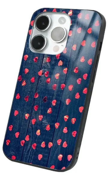 iPhone 14 Pro Tamperli Glossy Cam Kapak - Hearts