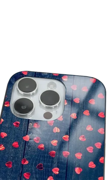 iPhone 14 Pro Tamperli Glossy Cam Kapak - Hearts