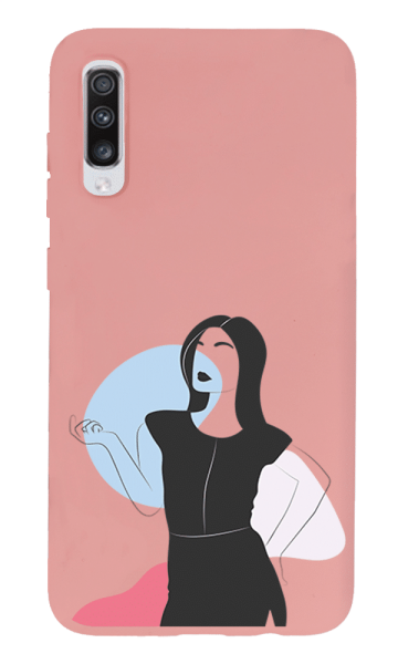 Samsung Galaxy A70 Lansman Kılıf - Art Woman 1 Pembe
