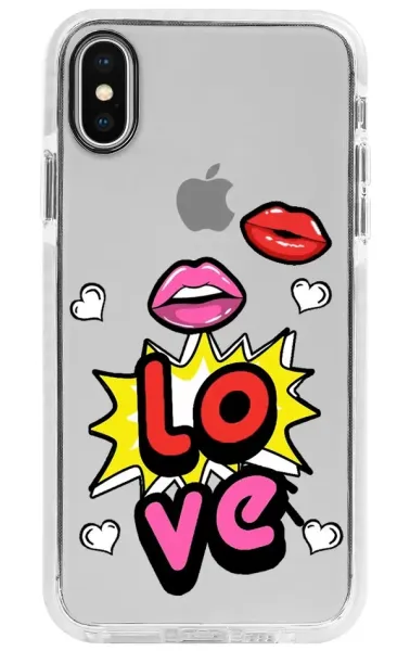 iPhone XS Impact Case - Love Beyaz