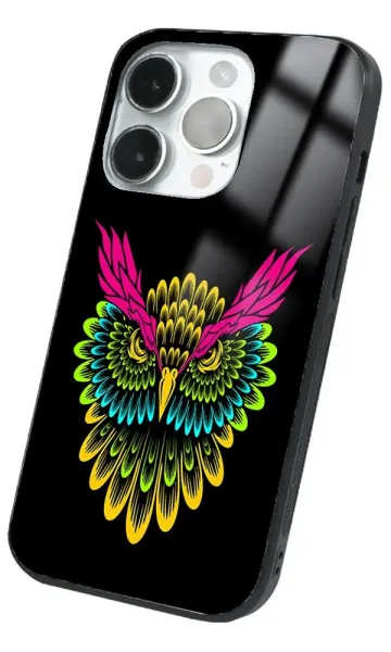 iPhone 14 Pro Tamperli Glossy Cam Kapak - Owl 2