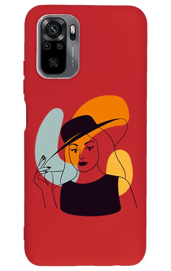 Xiaomi Redmi Note 10S Lansman Kılıf - Art Woman 4 Kırmızı