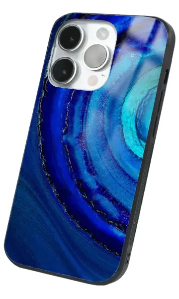 iPhone 14 Pro Max Tamperli Glossy Cam Kapak - Blue