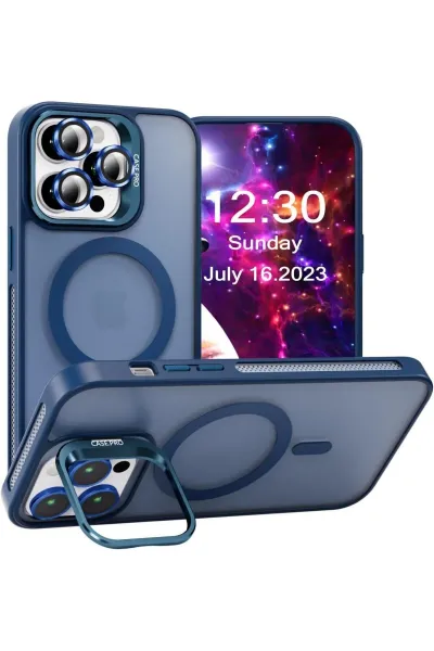 iPhone 13 Pro Kılıf Case PRQ Magsafe Şarj ve Stand Özellikli Lens Hediyeli Kılıf