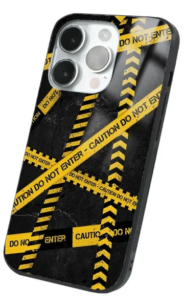 iPhone 14 Pro Max Tamperli Glossy Cam Kapak - Caution