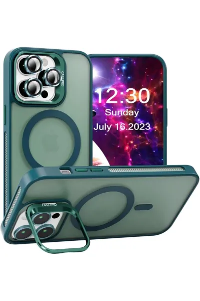 iPhone 14 Pro Kılıf Case PRQ Magsafe Şarj ve Stand Özellikli Lens Hediyeli Kılıf
