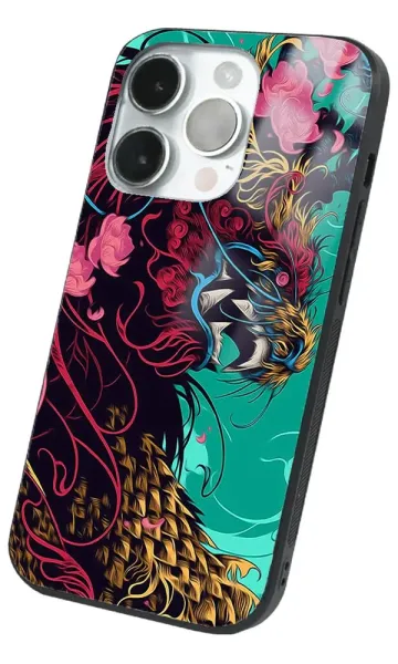 iPhone 14 Pro Max Tamperli Glossy Cam Kapak - Dragon