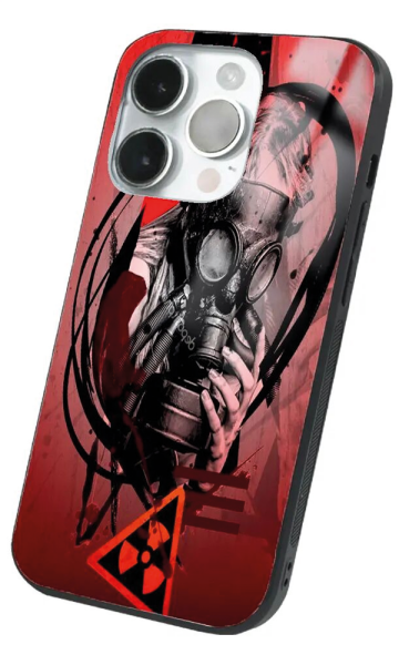 iPhone 14 Pro Max Tamperli Glossy Cam Kapak - Gas Mask