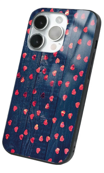 iPhone 14 Pro Max Tamperli Glossy Cam Kapak - Hearts