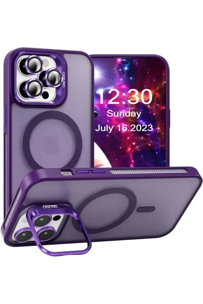 iPhone 16 Plus Kılıf Case PRQ Magsafe Şarj ve Stand Özellikli Lens Hediyeli Kılıf