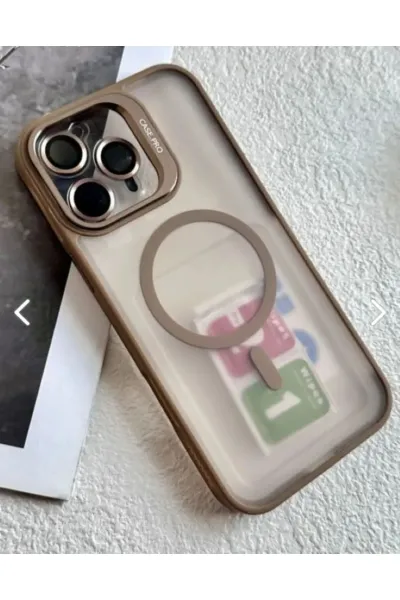 iPhone 16 Pro Max Case PRQ Magsafe Şarj ve Stand Özellikli Lens Hediyeli Kılıf