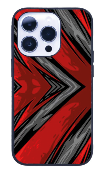 iPhone 14 Pro Max Tamperli Glossy Cam Kapak - Red Grey