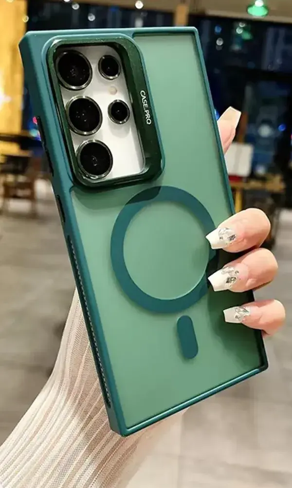 Samsung Galaxy S24 KIlıf Case PRQ Magsafe Şarj ve Stand Özellikli Lens Hediyeli Kılıf