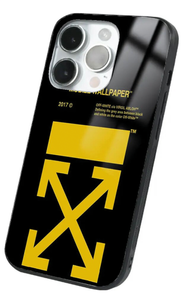 iPhone 14 Pro Max Tamperli Glossy Cam Kapak - Sticker Off White