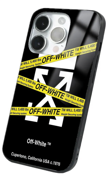 iPhone 14 Pro Max Tamperli Glossy Cam Kapak - Sticker Off White 2