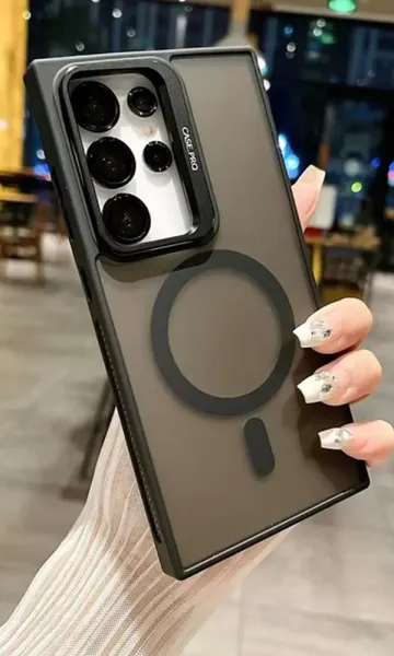Samsung Galaxy S24 Plus Case PRQ Magsafe Şarj ve Stand Özellikli Lens Hediyeli Kılıf