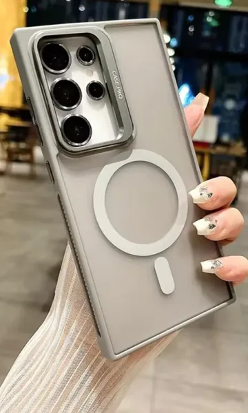 Samsung Galaxy S24 Plus Kılıf Case PRQ Magsafe Şarj ve Stand Özellikli Lens Hediyeli Kılıf