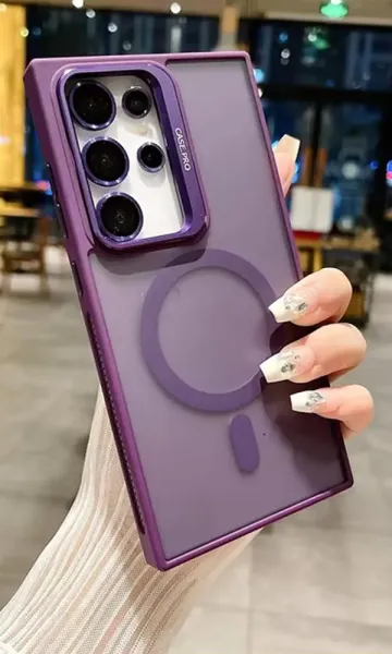 Samsung Galaxy S24 Ultra Kılıf Case PRQ Magsafe Şarj ve Stand Özellikli Lens Hediyeli Kılıf