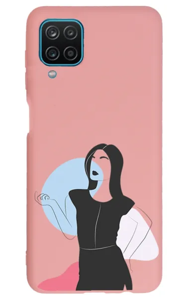 Samsung Galaxy A12 Lansman Kılıf - Art Woman 1 Pembe