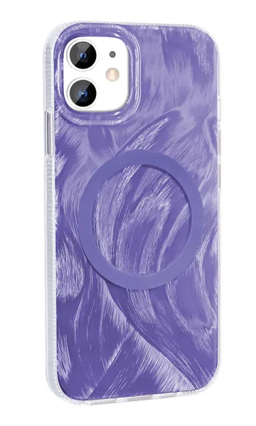 iPhone 11 Kılıf Magsafe Şarj Özellikli Fırça Boya Desenli Palet Kapak