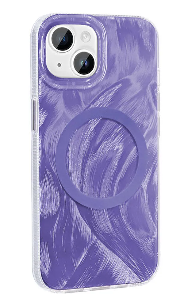 iPhone 13 / 14 Uyumlu Kılıf Magsafe Şarj Özellikli Fırça Boya Desenli Palet Kapak