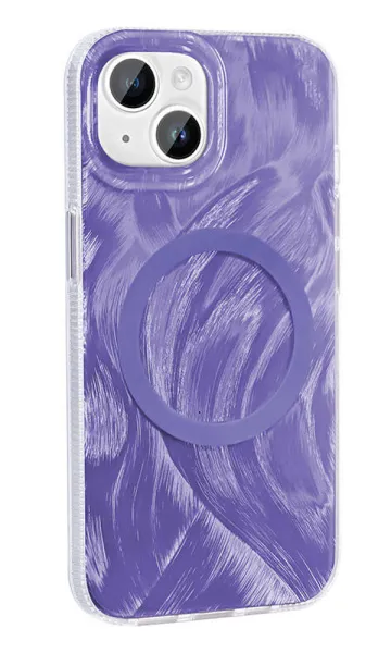 iPhone 13 / 14 Uyumlu Kılıf Magsafe Şarj Özellikli Fırça Boya Desenli Palet Kapak